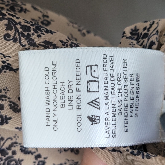 Pleione Lace Trim Blouse Chiffon Smocked Cuffs Keyhole Back Sheer Size XS - Picture 10 of 11